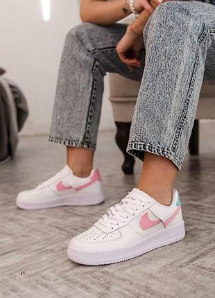 Женские кроссовки nike air force 1 lx wmns white pink blue / smb10 фото