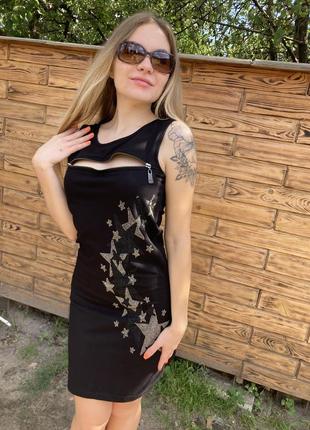 Жіноче чорне плаття з зірками туреччина2 фото