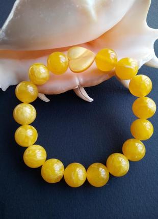 Жовтий браслет серце браслет із бурштину браслет із перламутру бурштин перламутр