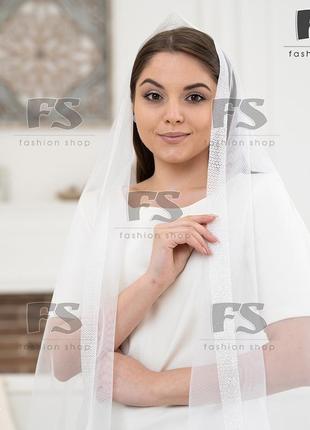 Білий святковий шарф на весілля, хрестини, до храму поліна2 фото