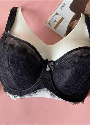 80/85/90с бюстгальтер на чашку с полупоролоновый с кружевом цвет черный