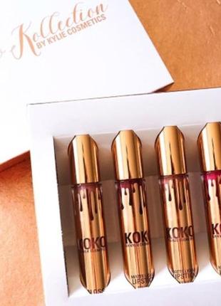 Набор kylie cosmetics koko kollection в наборе 3 матовых помады + блеск3 фото