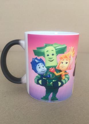 Чашка хамелеон з героями мультфільмів 330 мл1 фото