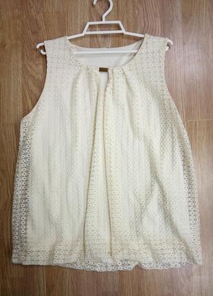 Стильная, молодежная, кружевная блуза бело- молочного цвета. с подкладом. размер 46-483 фото