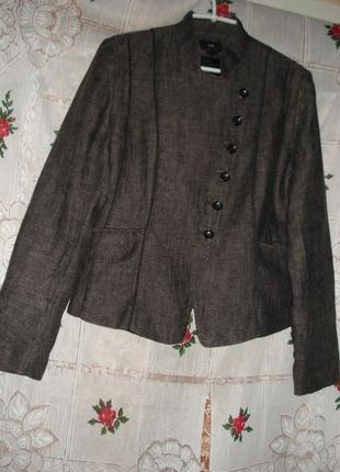 Супер пиджак серого цвета в крапинку"h&m",р.16,100%лен.3 фото