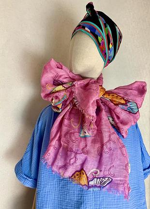 Льон,літній шарф в метелики, палантин,atlas gesign,