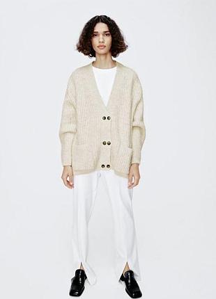 Вʼязаний теплий кардиган zara вязаный кардиган