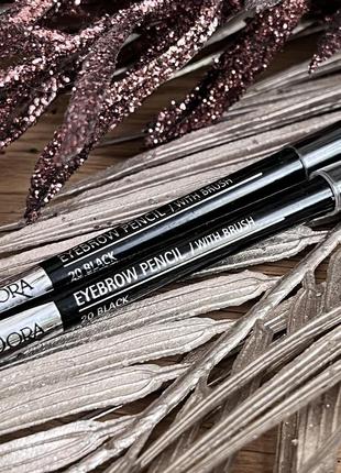 Оригинальный карандаш для бровей с щеточкой isadora eye brow pencil 20 black оригинал карандаш для бровей3 фото
