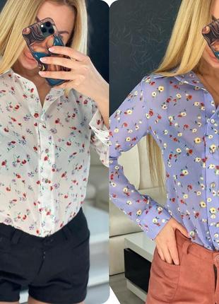 Женская рубашка с цветочным принтом

материал  шифон
