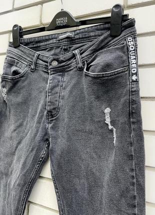 Чорні джинси скінні з потертостями ,люкс бренд, dsquared оригінал5 фото