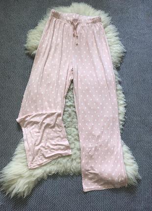 Домашние пижамные штаны горох натуральная вискоза прямые свободные1 фото