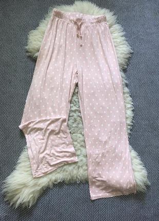 Домашние пижамные штаны горох натуральная вискоза прямые свободные9 фото