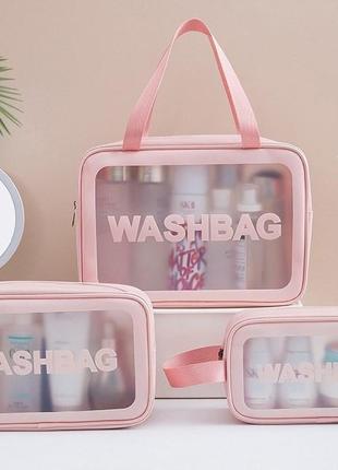 Водонепроницаемая косметичка washbag розовая3 фото