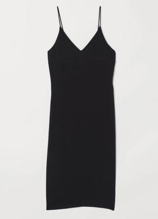Черное базовое люрексное платье h&m