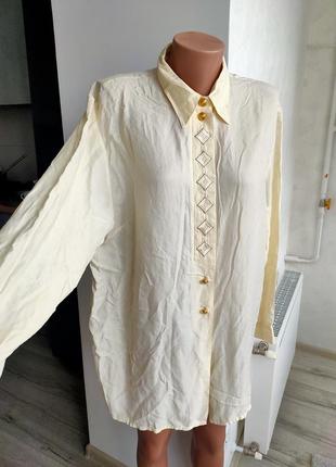 Нежная шелковая длинная блуза, рубашка пог 612 фото