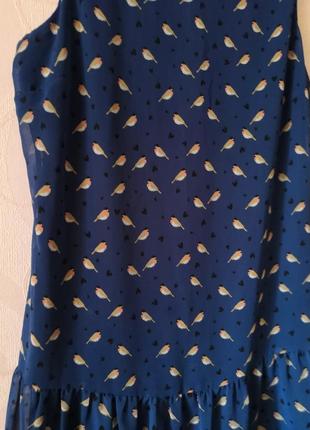 Синее платье с птичками5 фото