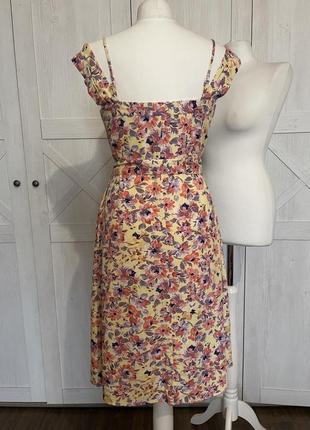 Винтажное льняное платье сарафан цветочное принт2 фото