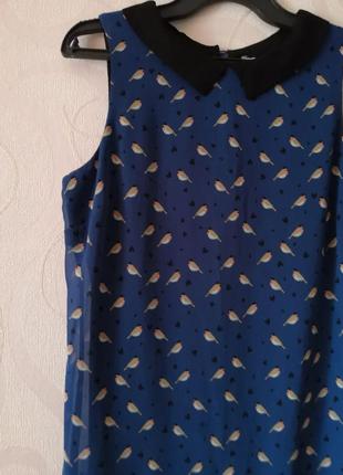 Синее платье с птичками10 фото