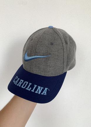 Vintage nike carolina cap винтаж серая мужская кепка бейсболка найк с логотипом по центру свуш оригинал