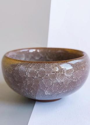 Пиала для чая "колотый лёд" серая