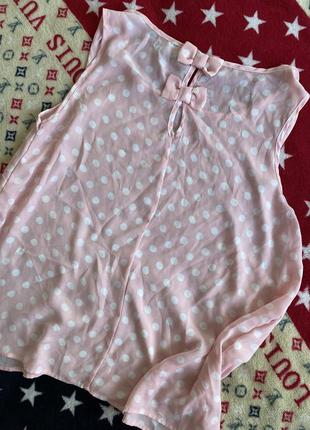 Розовая блузка блуза в горох3 фото