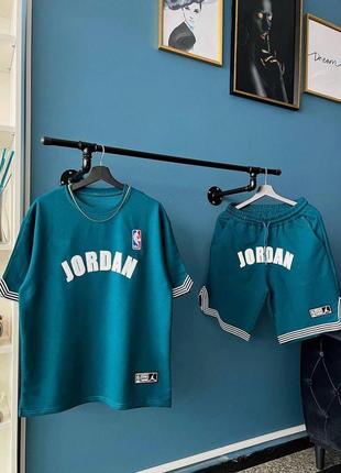 Мужской спортивный комплект jordan white с принтом в синем цвете, стильный и удобный комплект на каждый день