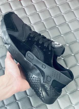 Nike huarache all black кроссовки мужские женские унисекс найк хуарачи чёрные2 фото