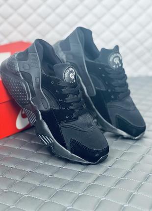 Nike huarache all black кроссовки мужские женские унисекс найк хуарачи чёрные4 фото