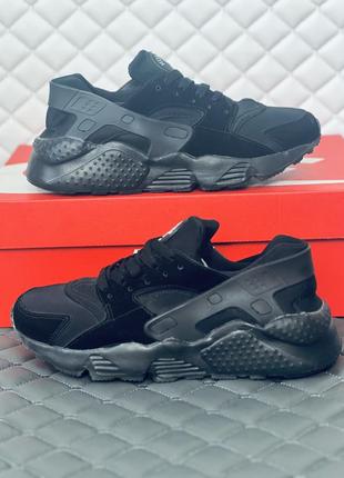 Nike huarache all black кроссовки мужские женские унисекс найк хуарачи чёрные5 фото