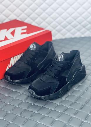 Nike huarache all black кроссовки мужские женские унисекс найк хуарачи чёрные8 фото