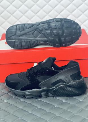 Nike huarache all black кроссовки мужские женские унисекс найк хуарачи чёрные9 фото