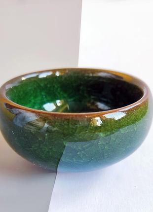 Пиала для чая "колотый лёд" ярко-зелёная