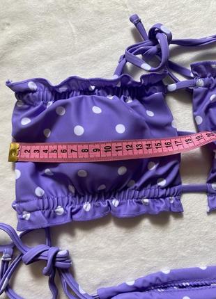 Новий купальник плісирований у горошок фіолетовий фіолетовий4 фото