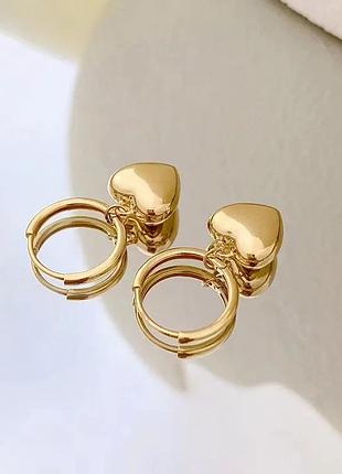 Серьги сердечки сережки подвески сердце