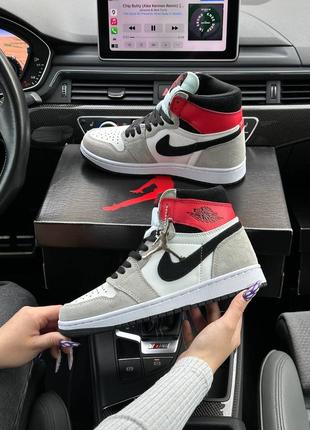 Жіночі кросівки nike air jordan 1 high “grey black red”6 фото