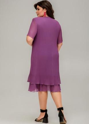 Сукня шифонова силуету трапеція на підкладці з воланами4 фото