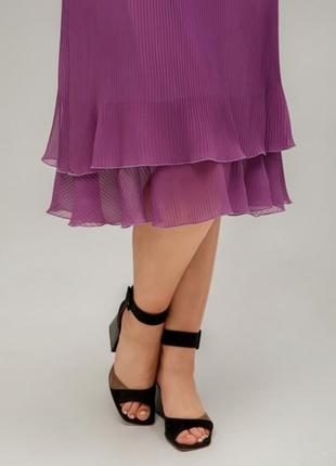 Сукня шифонова силуету трапеція на підкладці з воланами6 фото