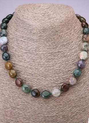 Намиста яшма різнокольорова галтування d-10-12мм l-48см