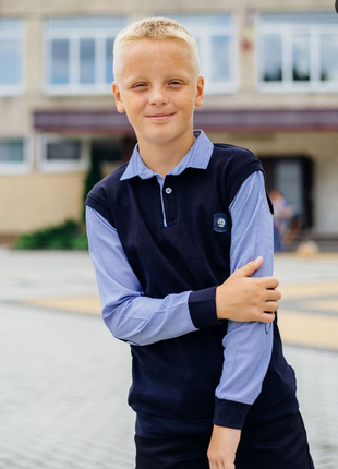 Джемпер школьный для мальчиков (жилетка + рубашка)2 фото