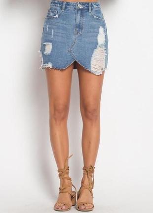 Мини юбка с потертостями zara