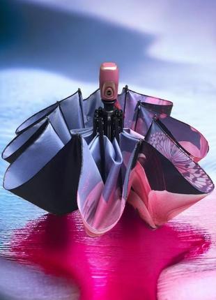 "розовый вальс: зонт с розовыми лилиями на сатиновой ткани и 9 спицами"6 фото