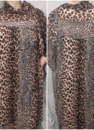 Красивое элегантное итальянское платье плиссе terra di siena леопардовый принт размер s/m10 фото