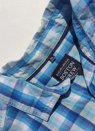 Мужская рубашка тенниска в клетку l (я200м)4 фото