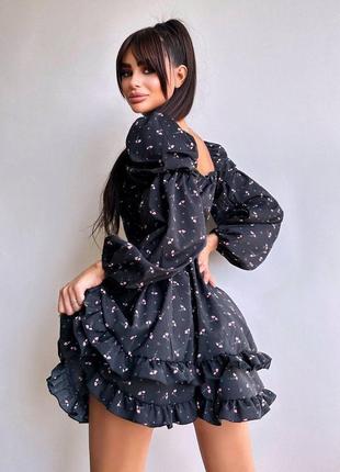 Платье с цветочным принтом с воланами на пуговицах ткань: софт9 фото