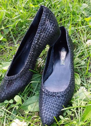 Туфли из плетеной кожи chaussures yvonne 35 размер винтаж новые!