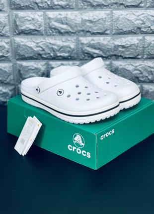 Шльопанці crocband white crocs білі крокс жіночі 36-42  чоловічі 41-46