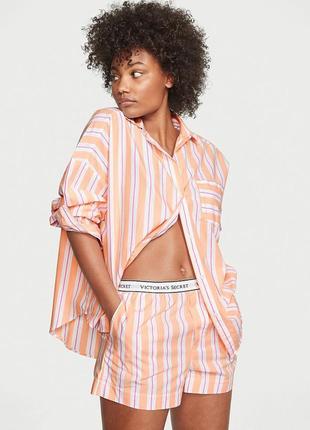 Хлопковая пижама виктория сикрет victoria´s secret cotton oversized long-sleeve pajama set оригинал1 фото