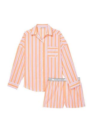 Хлопковая пижама виктория сикрет victoria´s secret cotton oversized long-sleeve pajama set оригинал3 фото