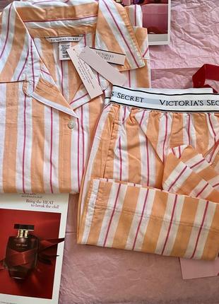 Хлопковая пижама виктория сикрет victoria´s secret cotton oversized long-sleeve pajama set оригинал4 фото