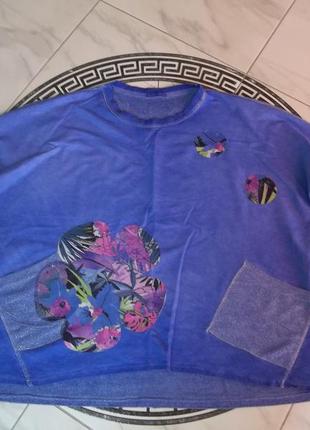 ( xxxl р - 56 / 58 р ) женская кофта свитер блуза батал оверсайз большой размер италия б / у6 фото